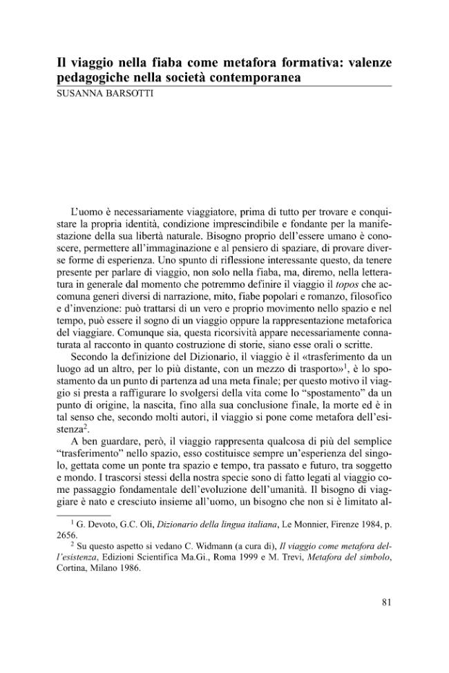 Il Viaggio Come Metafora Della Vita Nella Letteratura Italiana