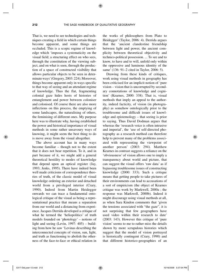 The SAGE Handbook of Qualitative Geography DeLyser, Dydia Aitken